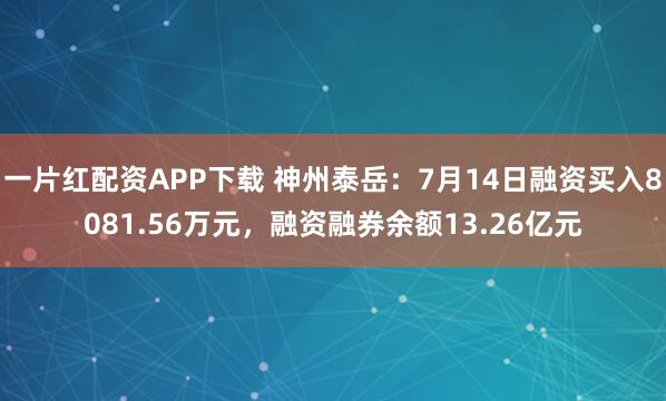 一片红配资APP下载 神州泰岳：7月14日融资买入8081.56万元，融资融券余额13.26亿元