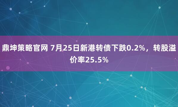 鼎坤策略官网 7月25日新港转债下跌0.2%，转股溢价率25.5%