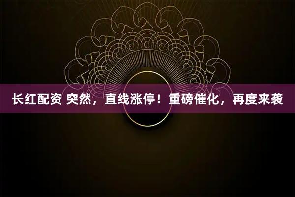 长红配资 突然，直线涨停！重磅催化，再度来袭