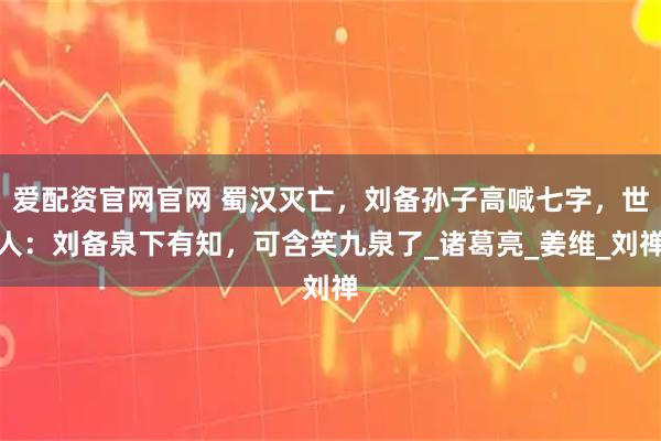 爱配资官网官网 蜀汉灭亡，刘备孙子高喊七字，世人：刘备泉下有知，可含笑九泉了_诸葛亮_姜维_刘禅